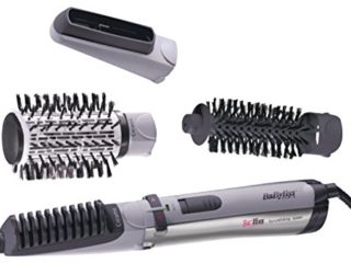 BaByliss 2735E - Cepillo rotativo de aire caliente, 4 cabezales, base cerámica, con tecnología iónica, 1000 W, 2 velocidades/temperaturas y neceser incluido