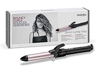 BaByliss C325E Tenacilla de pelo de 25 mm, 10 ajustes de temperatura, moldeador de pelo, cable profesional giratorio, recubrimiento Sublim Touch con punta fría de agarre, Color Negro/ Rosa