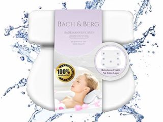 Bach&Berg® Almohada de Baño Lujo para Apoyar la Cabeza, Cuello y Espalda | Impermeable | Con 7 Ventosas Antideslizantes | Cojín de Baño para cada Bañera/Jacuzzi | Accesorios Baño | Regalo Ideal