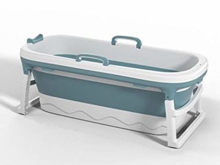 Bañera para Adultos,Bañera de plástico espesada,Bañera Plegable Portátil Hogar,Bañera para Natación para Bebés Hogar,para Uso Al vapor,Casa Sauna (Azul) (115 * 62 * 52 cm)