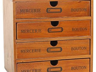 Baffect Caja de Almacenamiento con cajones de Madera Caja de cajones Vintage de 1 Piso Caja de joyería Caja de Madera con Organizador de cajones Mesa de Madera para Almacenamiento, 1 Piso (4 Pisos)