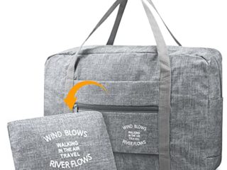 BAGZY Plegable Bolso de Viaje Grande Bolsa de Hombro de Gimnasio Bolsa Deportiva Mano Maleta de Viaje Weekend Cabina de Equipaje Bolso Holdall Bolsa Fines de Semana Equipaje Camping 30L Gris