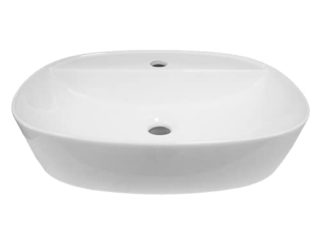 Baikal Lavabo Sobre Encimera - LAVABO cerámico Blanco con agujero para grifo Medida exterior 50 X 38 X 13,5 CM, ancho fondo y alto - Fácil instalación, colocar sobre mueble o top encimera