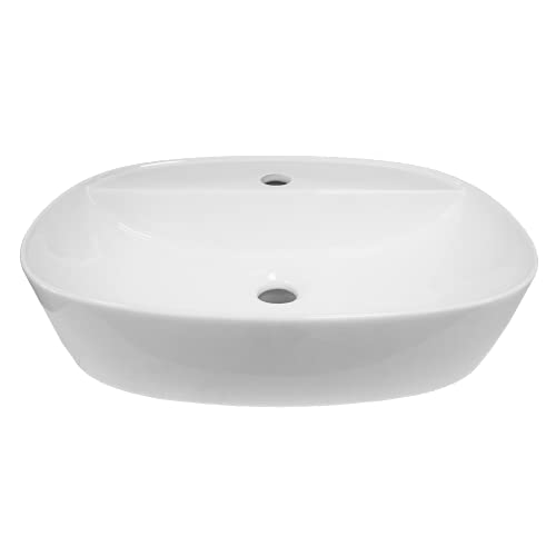 Baikal Lavabo Sobre Encimera - LAVABO cerámico Blanco con agujero para grifo Medida exterior 50 X 38 X 13,5 CM, ancho fondo y alto - Fácil instalación, colocar sobre mueble o top encimera
