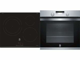 Balay 3EB865FR - Placa de inducción de 60 cm de ancho, bisel delantero, 3 zonas de inducción, control táctil, color negro + Horno 3HB4331X0 AQUALISIS INOX Rail Aq, 71 litros, Negro, Acero inoxidable