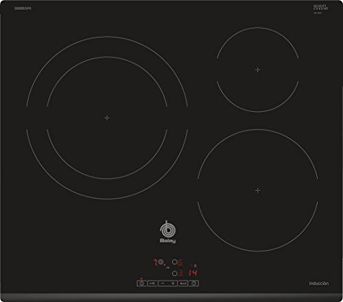 Balay 3EB865FR - Placa de inducción de 60 cm de ancho, bisel delantero, 3 zonas de inducción, zona 28 cm biselada, control táctil, color negro