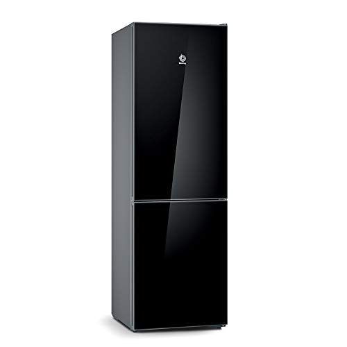 Balay, 3KFE565BI - Frigorífico combi No-Frost, Acabado en cristal, Altura 186 cm, 237 litros, Color Negro