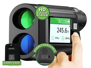 BAMAES - Telémetro de golf profesional – Modo distancia ajustada y modo legal para torneos. Alcance 600m, bloqueo de bandera, pantalla táctil, 6X, Altavoz, batería y cargador USB - Negro
