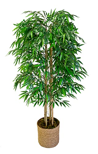 Bambú Artificial con Cañas Naturales, Ideal para Decoración de hogar, Árbol Artificial, Planta Artificial (150 cm)