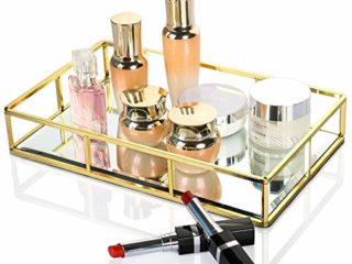 Bandeja de espejo dorado de Dawoo/bandeja cosmética/bandeja de perfume/bandeja de artículos de tocador