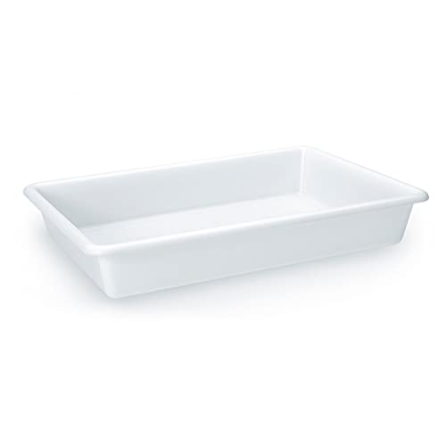 Bandeja de plástico blanca rectangular de hostelería, 9 litros, fuente polipropileno 48,5 x 33 x 8 cm para frigorífico, congelador, apta para microondas, lavavajillas