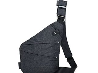 Bandolera Ovecat, cruzada al hombro, por el pecho o la espalda, mochila antirrobo, para hombre y mujer, gris oscuro, small