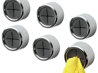 BangShou Gancho de Pared de 6 Piezas Ganchos para Toallas Colgadores para Toallas Creativo Pomo de Cajón, Anticolisión Toalleros de Ganchos Adhesivos para Cocina Baño (Plata)