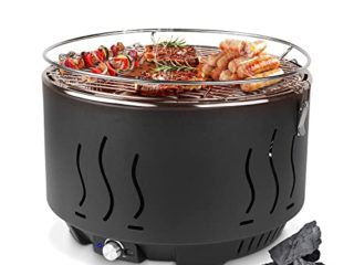 Barbacoa de Carbón sin Humo, con Bolsa de Transporte, Barbacoas Portátiles, Mirco y Ventilador a Batería, Tiempo de Pcalentamiento de 3 Minutos, para Balcón, Acampada, Excelente Control de Temperatura