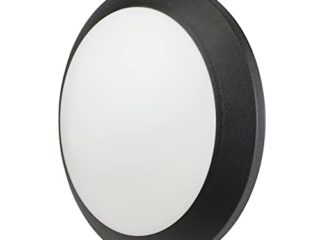 BarcelonaLED Fumagalli Lampara Aplique de Pared/Techo LED Plafón Luz Exterior/Interior Redondo(diámetro 35cm) Negro IP66 Impermeable con 2 Casquillos E27 para Terraza Jardín Patio Trasero Balcón