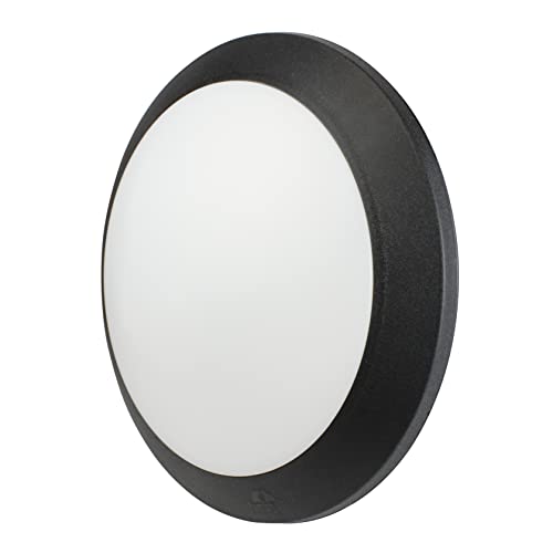 BarcelonaLED Fumagalli Lampara Aplique de Pared/Techo LED Plafón Luz Exterior/Interior Redondo(diámetro 35cm) Negro IP66 Impermeable con 2 Casquillos E27 para Terraza Jardín Patio Trasero Balcón