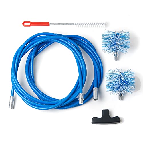 BARETTO Kit de limpieza para estufa de pellet - Extensión de 6 metros, curva máxima de 90 ° - 2 cepillos de nailon estándar (1 de 80 mm y 1 de 100mm)