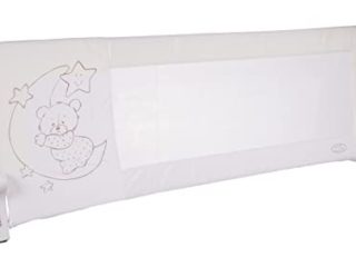 Barrera de cama nido para bebé, 180 x 66 cm. Modelo osito y luna beige. Barrera de seguridad. Sello de calidad SGS.
