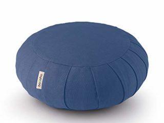 basaho Classic Zafu Cojín de Meditación | Algodón Orgánico | Cáscara de Trigo Sarraceno | Funda Extraíble Lavable (Azul Empolvado)