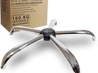 Base Silla Oficina de Acero Cromado – Cruz Giratoria para Silla Giratoria – Extra Estable 160 kg Capacidad de Carga – Certificado TÜV & GS