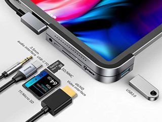 Baseus USB C Hub para iPad Pro 2021, Adaptador 6 en 1 Tipo C a HDMI 4K, Fuente de Alimentación de 100W, Puertos USB 3.0, Lector de Tarjetas SD/TF, Conector de 3,5mm Compatible con MacBook Pro
