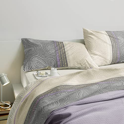 Bassetti Juego de sábanas para Cama de Matrimonio de 2 plazas, 100% algodón, Parte Superior + sábana Bajera + 2 Fundas de Almohada (Beige)