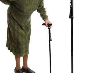 Bastón Plegable Ajustable, Palo que Sube del Bastón que Camina de La Aleación de Aluminio con La Luz Llevada, Para el Viejo Hombre y Mujeres (negro)
