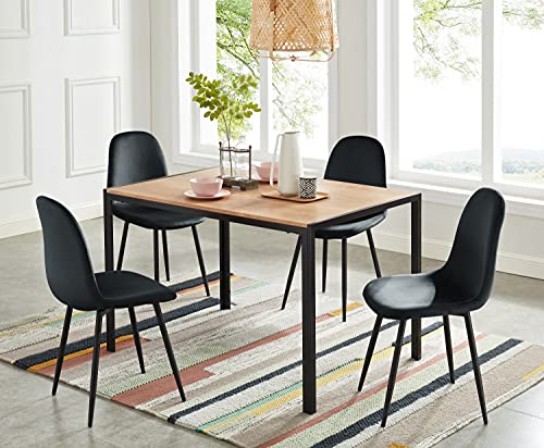 Baïta Lena - Juego de 4 sillas, Terciopelo Negro, Altura 86 cm