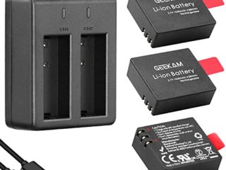 Bateria Camara Deportiva, Batería Recargable de 1350mAh (3 uds.), con Cargador USB de Doble Orificio, Compatible con AKASO/CAMPARK/Crosstour/APEMAN/Victure/sj4000, etc