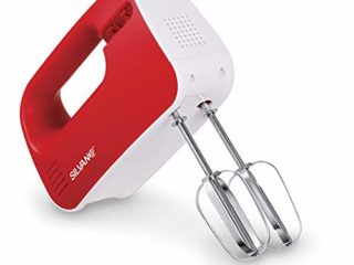 Batidora de Varillas Eléctrica con 3 Niveles de Velocidad y una Potencia de 170-200W - Función Turbo - Mango Ergonómico - Ideal para Repostería y para Montar Claras y Nata - Color Rojo y Blanco