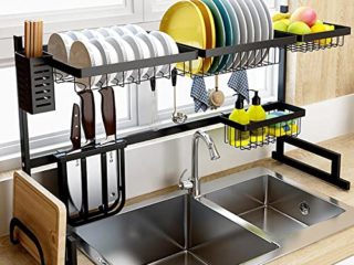 BCM Escurridor de Platos Modular de Gran Capacidad Fregadero Escurridor Estropajos Fregadero Acero Inoxidable Escurreplatos sobre Fregadero Cocina BN1145