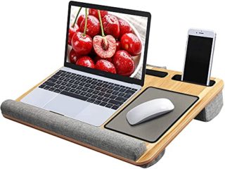 BCM Mesa Soporte para Portátiles con Almohadillas Antiestrés Cómoda Bandeja Multiusos Soporte Móvil Tablet Alfombrilla Ratón BN1044