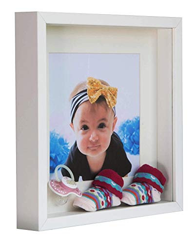 BD ART 28 x 28 cm Box 3D Marco de Fotos con Paspartu 20 x 20 cm, Blanco