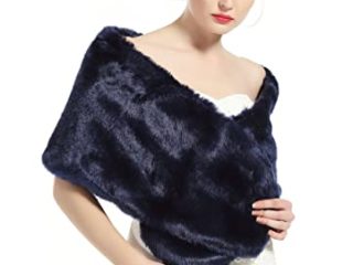 BEAUTELICATE Chal Estola de Pelo Mujer Boleros para Invierno Fiesta Novia Bodas Azul Marino