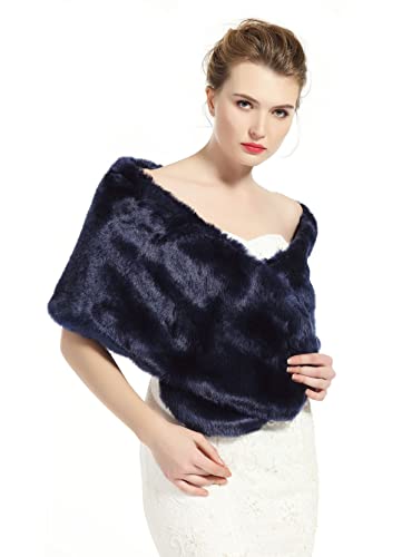 BEAUTELICATE Chal Estola de Pelo Mujer Boleros para Invierno Fiesta Novia Bodas Azul Marino
