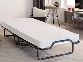 Beautissu Cama Plegable de Invitados Venetia - 80x200 cm - Estable Armadura de Metal - con somier, colchón y Funda Protectora - Cama Plegable Individual con colchón