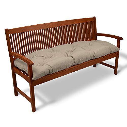 Beautissu Cojines para Bancos Flair BK 100x50x10 cm Cómodo Acolchado Banco de jardín/Columpio Hollywood Beis