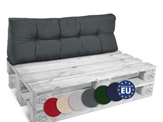 Beautissu Eco Style Cojin - Cojin de Respaldo para Palet Gris Grafito 120x40x10 cm - Cojin de Respaldo para Interior y Exterior Robustos, Cuidado Fácil
