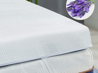 BedStory Colchón Topper Viscoelástico 135x190x5cm, Sobrecolchón Ergonómico con Funda Extraíble, con Esencia de Lavanda, Cubierta de Microfibra, CertiPUR-US Certificado, Diseño ventilado