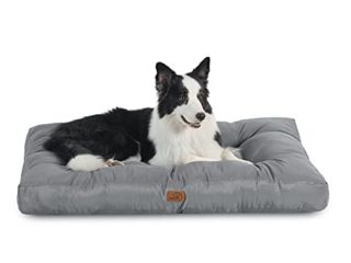 Bedsure Cama Perro Impermeable Grande - Colchón Perro Lavable, Cojín Perro Antipelo y Suave, Gris, L, 91x68x10 cm