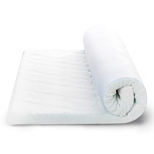 Bedsure Colchón de cama transpirable de espuma viscoelástica con funda lavable con cremallera Doble (135x190cm) Blanco
