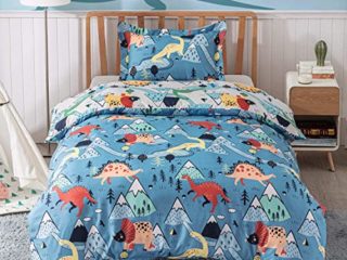 Bedsure Funda Nordica 150x220 Infantil - Funda Edredon Cama 90 con Funda Almohada 50x75 cm, Juego de Cama Juvenil 2 Piezas, Estampado de Dinosaurio, Reversible y Suave