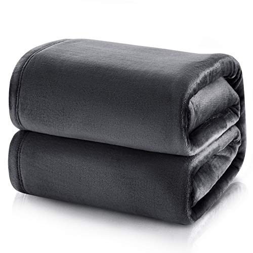Bedsure Manta Cama 150 Invierno - Manta Sofa Extra Grande de Franela Suave, Mantas 220x240 cm para Cama 135, Negro Antracita