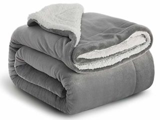 Bedsure Manta Cama 90 Invierno - Manta Sofa Grande Polar Reversible de Franela y Sherpa, Manta Sofa Gruesa 150x200 cm de Microfibra Suave y Borreguito, Gris