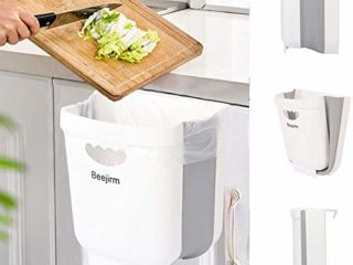 Beejirm Cubo de Basura Plegable para Cocina, Gran Capacidad 14.5L Extraible Basurero, Mini Papelera Colgante Cocina Bote, para Puerta de Gabinete, Coche, Dormitorio, Oficina