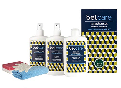 BELCARE - Kit de limpieza (Limpiador, Abrillantador y Reparador) para Encimeras de Cocina y Baño de Cerámica Dekton y Neolith - Pack completo para tus encimeras