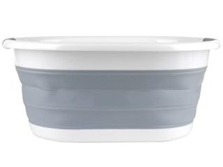 Beldray LA034816 cesta colada plegable para ropa, Cesta de lavado resistente, ovalada, asas de plástico duraderas, capacidad 37 litros, fácilmente plegable, solución para ahorrar espacio, gris