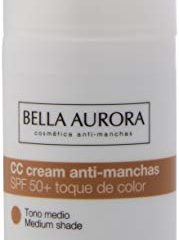 Bella Aurora Crema Facial con Color SPF 50+ | CC Cream | Protector Solar Anti-Manchas | Piel Normal o Seca, Tono Medio, 30 ml
