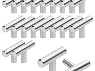 Belle Vous Tiradores Cocina Gabinetes (Pack de 20) Pomos Barra T Níquel Cepillado – Pomos Acero Inoxidable Plateado - Tiradores Armarios Dormitorio, Cajones, Puertas, Muebles, Baños, Muebles