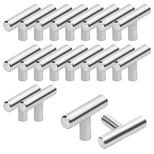Belle Vous Tiradores Cocina Gabinetes (Pack de 20) Pomos Barra T Níquel Cepillado – Pomos Acero Inoxidable Plateado - Tiradores Armarios Dormitorio, Cajones, Puertas, Muebles, Baños, Muebles